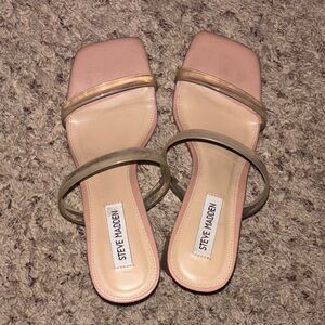 Steve Madden Blush Block Heel Sandal with Clear Straps
